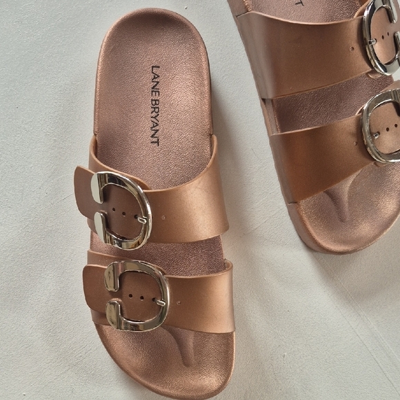 Lane Bryant Rose Gold Slip On Sandals - Picture 4 of 6